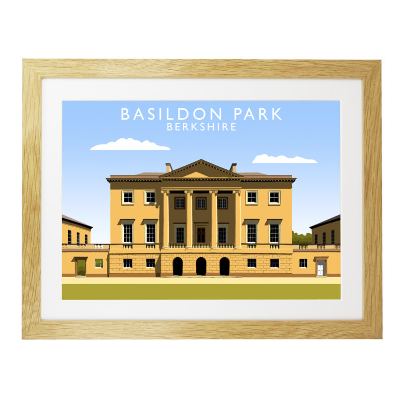 Basildon Park 1 Piece Wall Art, 44 cm H x 54 cm W x 2.2 cm D, Oak Wood Frame