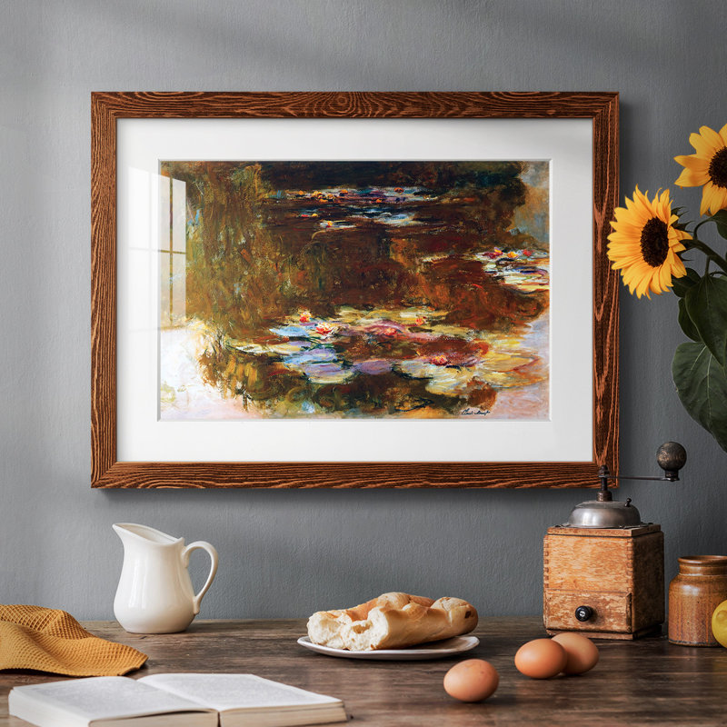 «Water Lily Pond», 1917 02 - Reproduction encadrée rustique avec tableau mat, Érable