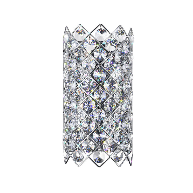 Beckmann 7'' 4-Light Wall Sconce with Chrome Finish For Powder Room, Hallway, Living Room –  Crystal-Accented Argyle Design