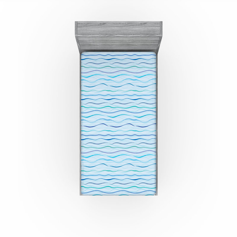 Drap-housse Ambesonne Ocean Waves, Drap-housse de taille simple