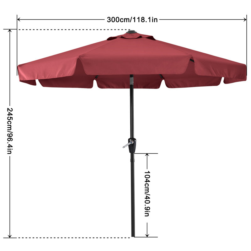 Parasol de marché 9 pi Hobert, Bourgogne, H 96,4 po x l 118 po x P 118 po