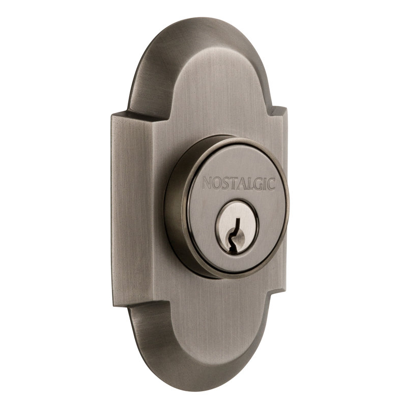 Nostalgic Warehouse Cottage Plate Double Cylinder Deadbolt, Antique Pewter