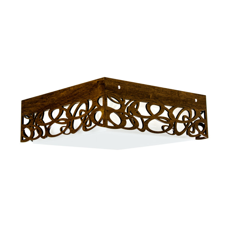 1 - Light LED Flush Mount, 5.85" H x 17.55" W x 17.55" D, American Walnut