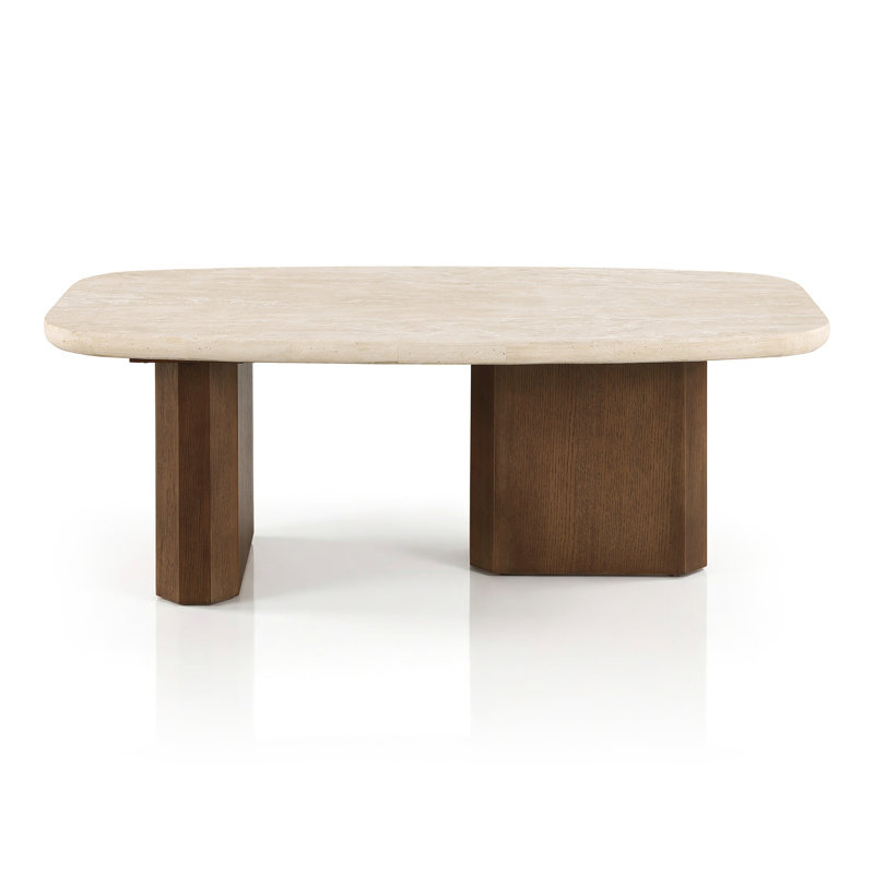 Garces Rounded Edge Table Top Coffee Table With Trestle Base, H 18 po x l 51 po x P 25 po
