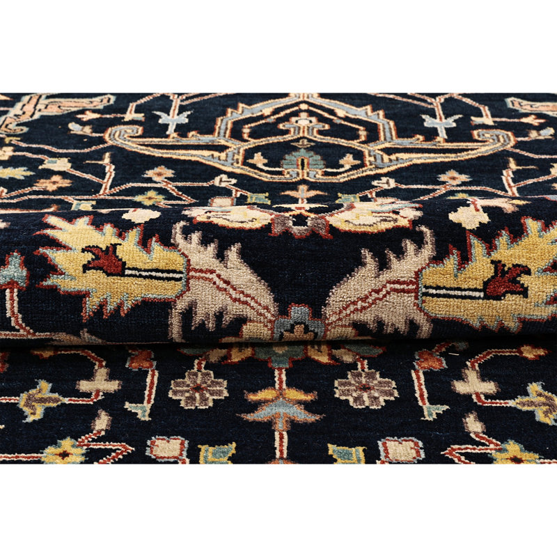 High-Quality Hand-Knotted Blue And Red Area Rug, Rectangle 8' x 10'