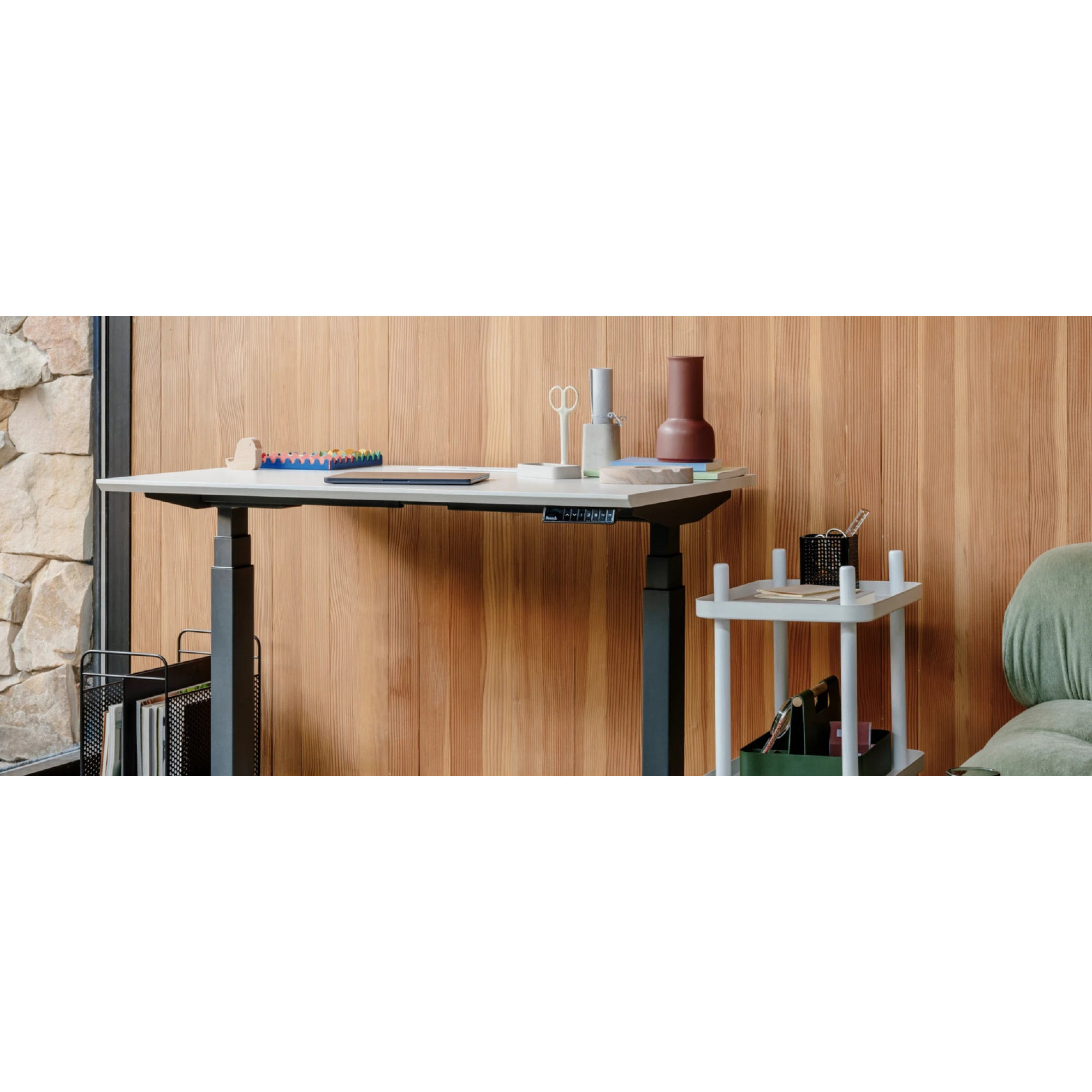 Standing Desk, White, 52" H x 48" W x 30" D, Charcoal