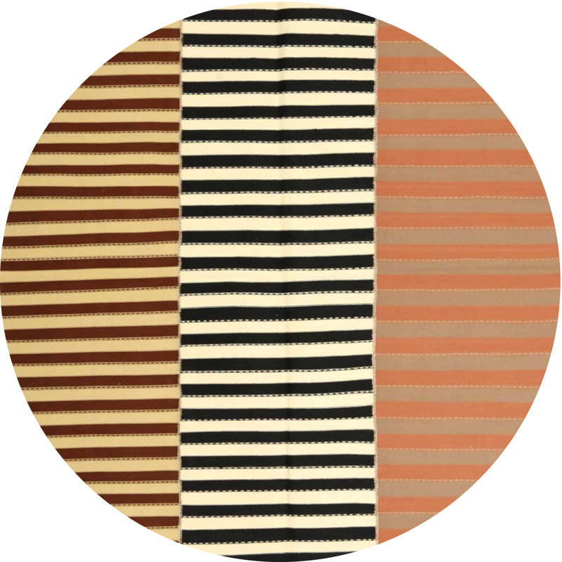 Striped Indoor Rug, Round 4'