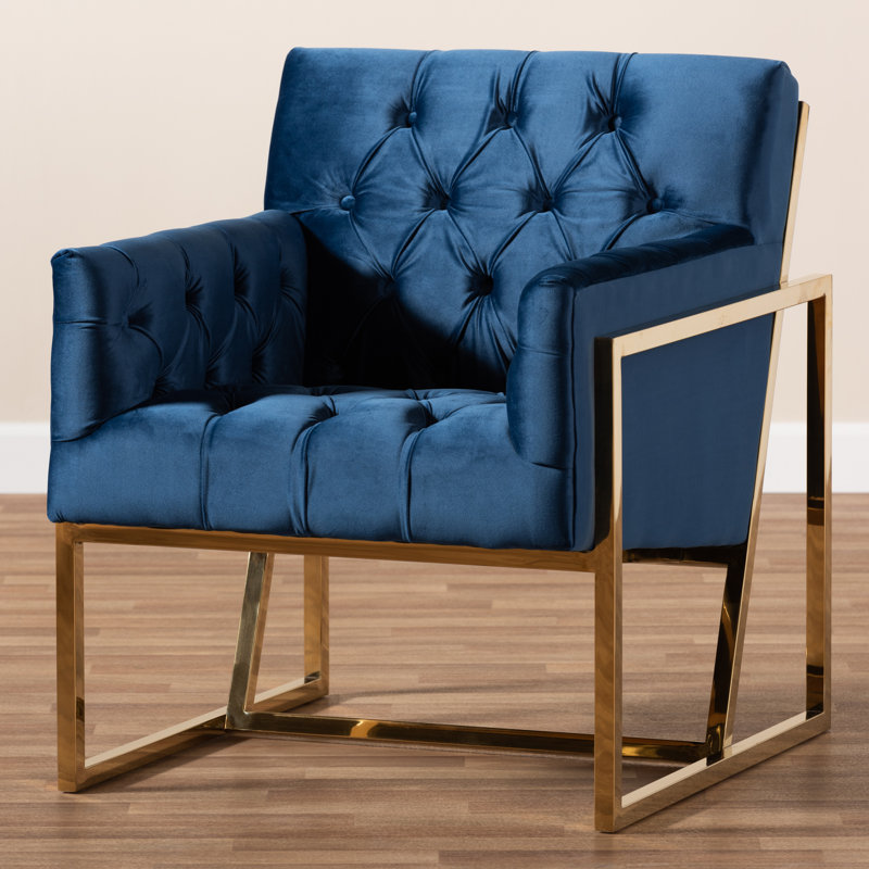 Velvet Armchair, Navy Blue