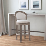 Menifee Swivel Upholstered Counter Stool with Solid Wood Frame