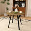 Table de salle à manger ronde 36,32 pouces, pieds noirs et en métal noir, style moderne, convient à 2 à 4 convives, table de 36,32 po peu encombrante, plateau de table, look for