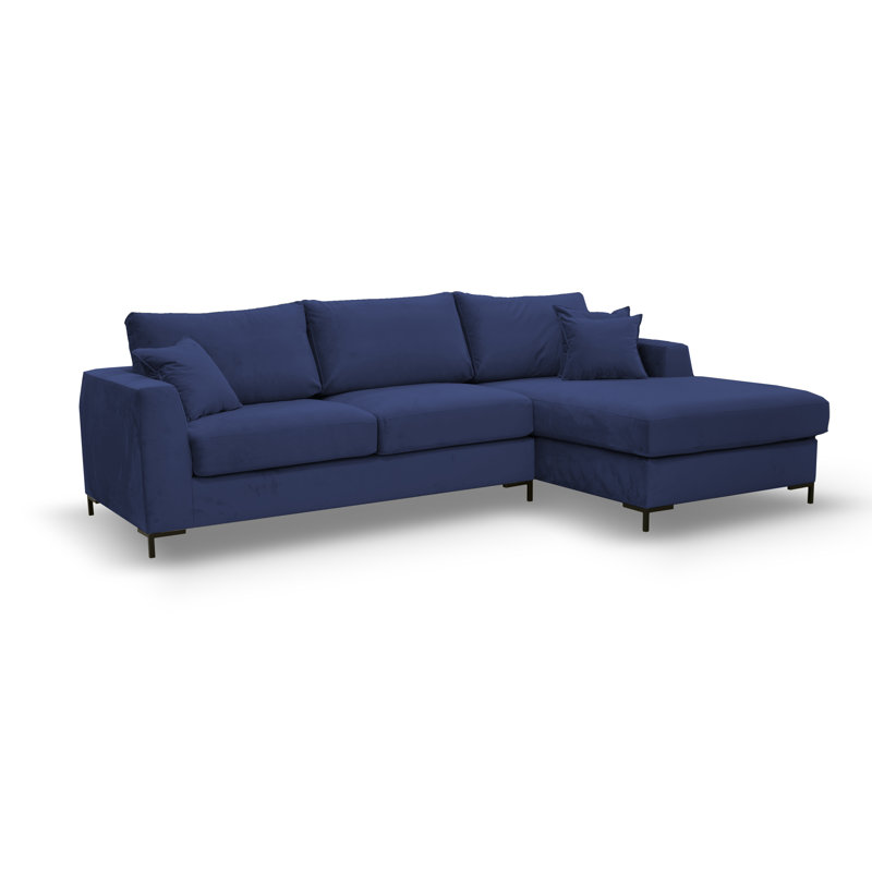 Inwood 4 Seater Corner Sofa , Navy blue 100 % polyester, Right Hand Facing