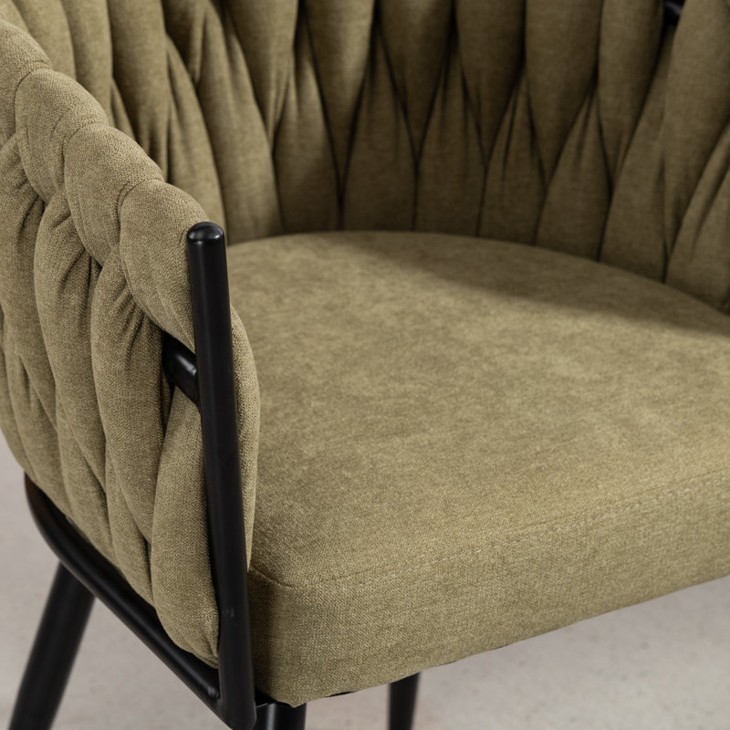 Polyester Upholstered Metal Upholstered Back Accent, Green