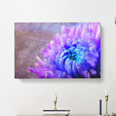 Lilac And Blue Chrysanthemum - Wrapped Canvas