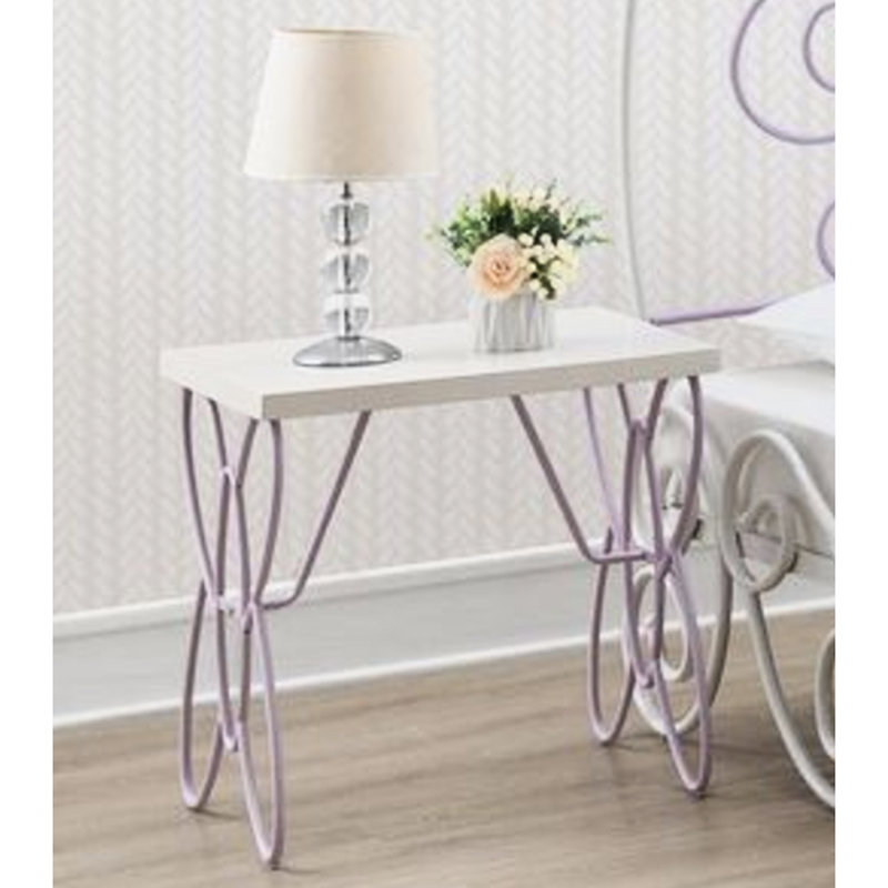 Banc avec similicuir blanc - base en métal mauve, papillon, confortable pour les espaces de vie en cuir sans dossier, conception de la base, espace