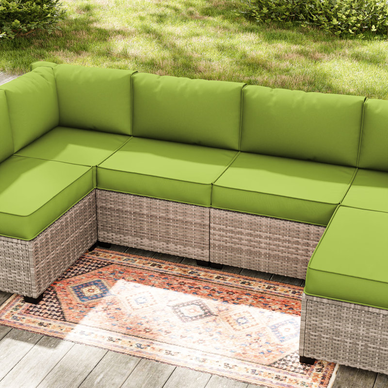 14-Piece Outdoor 4" Replacement Cushion Set Seat/Back Cushion (Set Of 6 Cushion , 6 Backrests , 2 Coner Cushions)