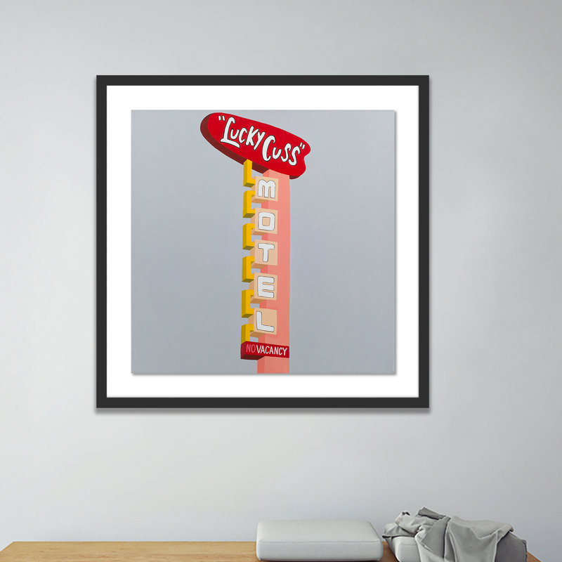 Lucky Cross Motel Print by Erica Hauser, Black