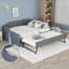 Lit de jour double tapissier plateforme avec couchette réglable et chargement USB, construction en pin massif, gris froid