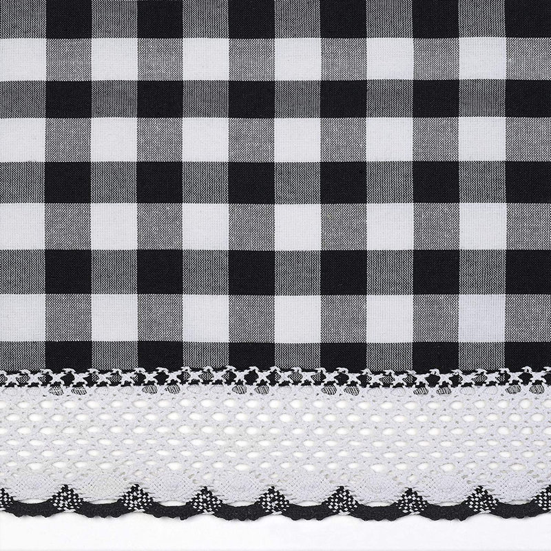 Aerilyn Buffalo Plaid Checkered Gingham Farmhouse Extra Long Window Curtain Panel, Black, 42" W x 95" L