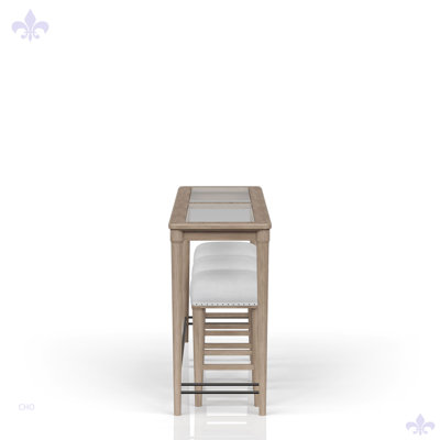 Console en verre givré avec 3 tabourets