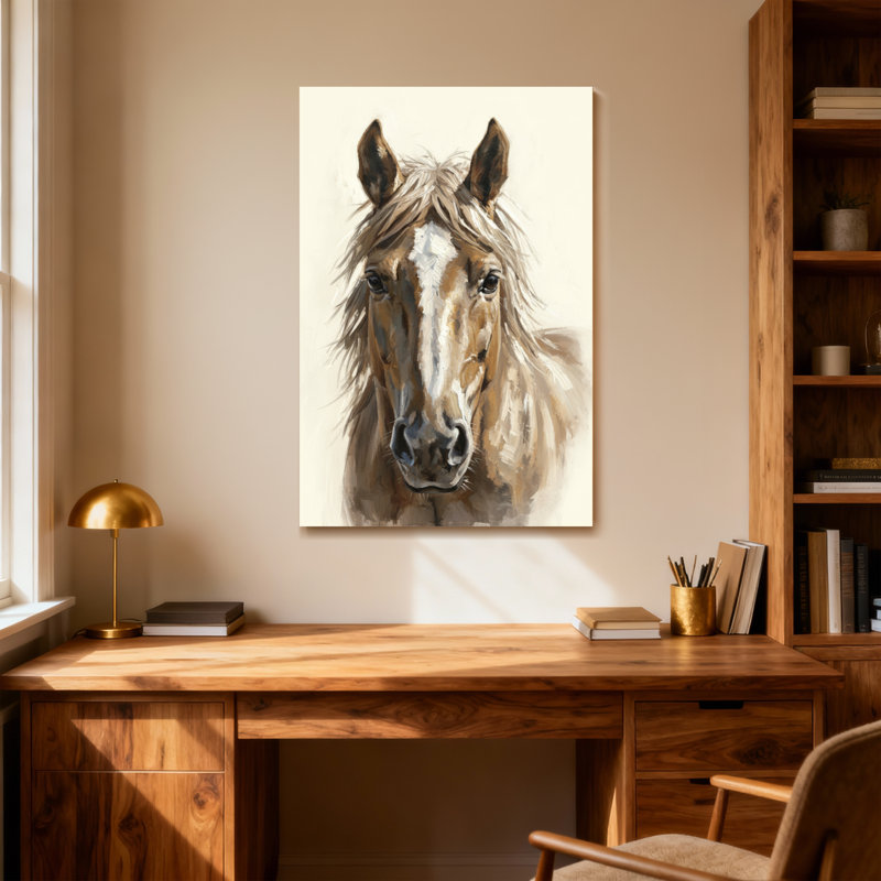 Portrait d'animaux avec une rayure blanche et une fourrure brune, H 48 po x l 32 po