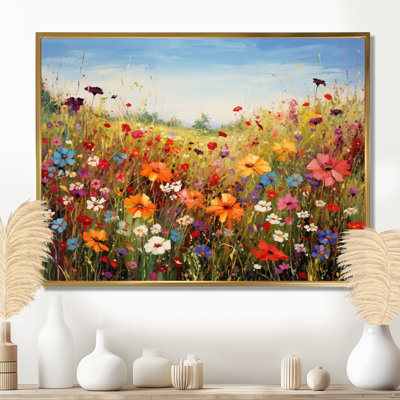 Colourful Wildflowers Meadow Blooms I Framed On Canvas Print