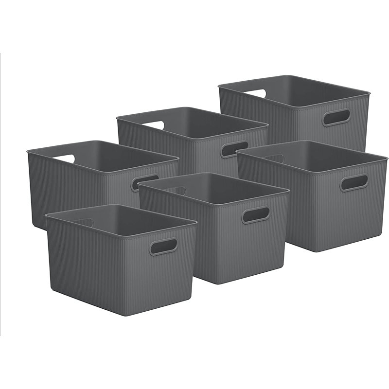 Panier en plastique nervuré, 6, gris
