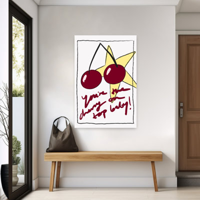 «Cherry On Top Playful Retro Abstract Cherry Fruit Landscape», art mural