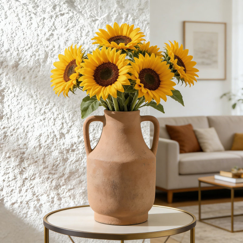 Vase en céramique fabriqué à la main avec poignées, Brun