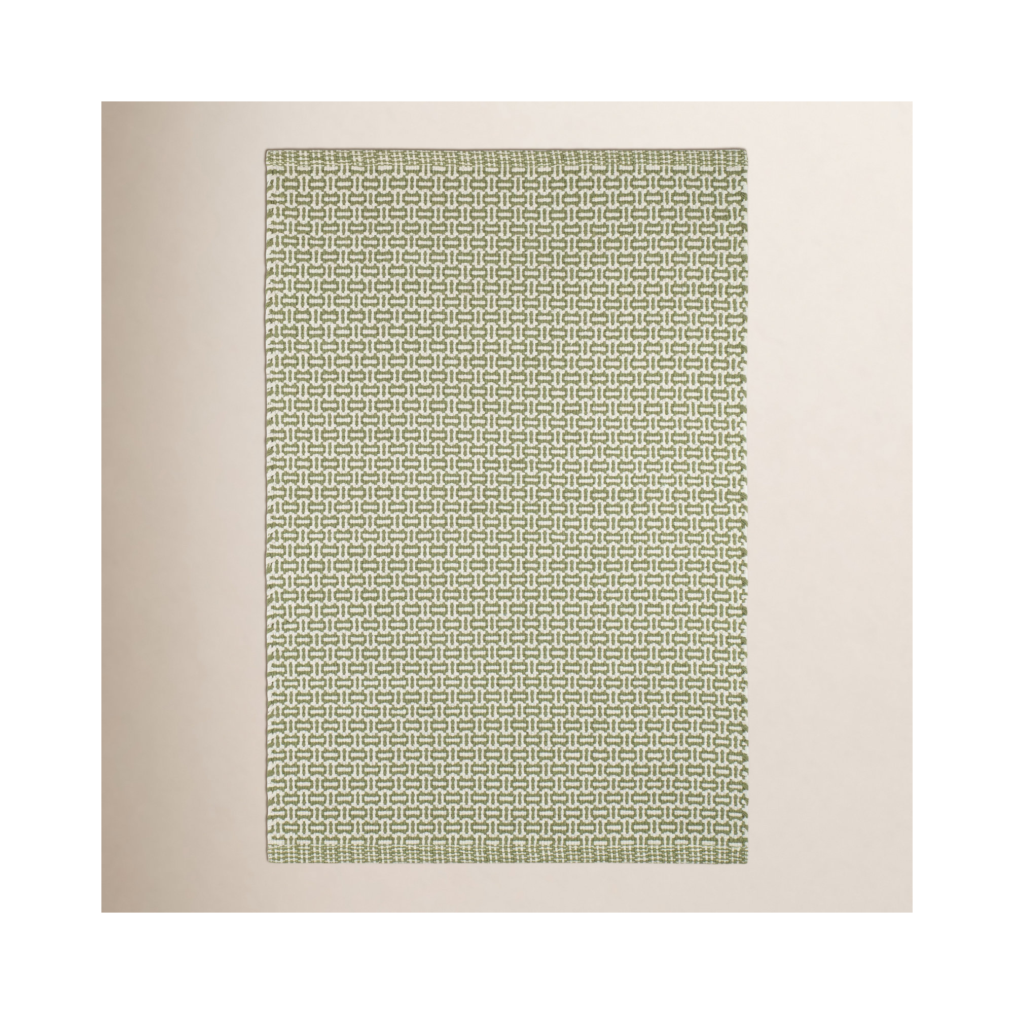 Miss Muffet Kit Kemp x Annie Selke Miss Muffet Olive Handwoven Cotton Rug, Rectangle 7'6" x 9'6"