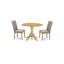 L'ensemble de meubles de salle à manger 3 pièces comprend une table de salle à manger ronde avec Dropleaf et 2 chaises parsons en tissu kaki foncé, chêne-1228721666-1287740566-1228721669