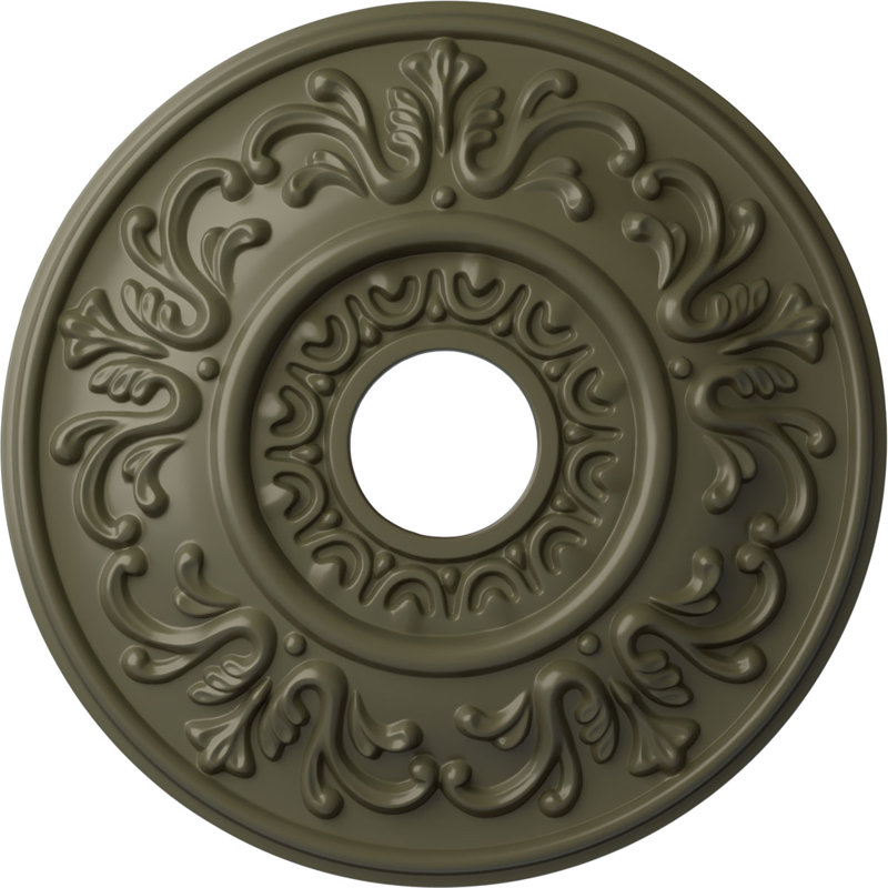 Endurathane Rose Ceiling Medallion, 18"OD x 3 1/2"ID x 1 1/2"P (Fits Canopies up to 7 1/4"), Hand-Painted Castle Stone Crackle Finish
