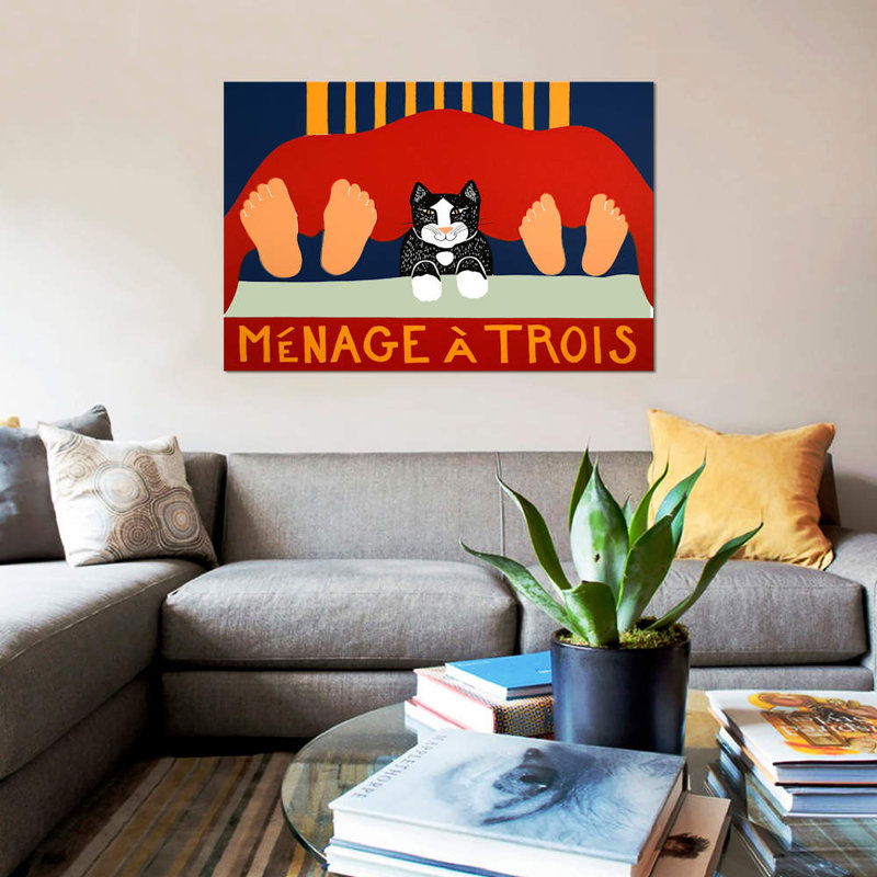 Menage a Trois Black Cat 1 Piece Wall Art on Canvas, 101.6 cm H x 66.04 cm W x 3.175 cm D