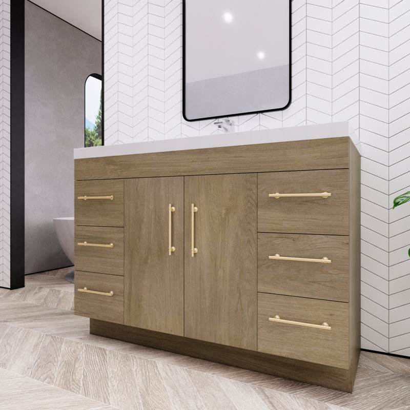 Ensemble de meuble-lavabo simple 48 po Maplesville, Chêne blanc