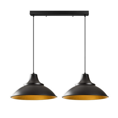 Adjustable Height 2-Lights Metal Body Kitchen Island Pendant