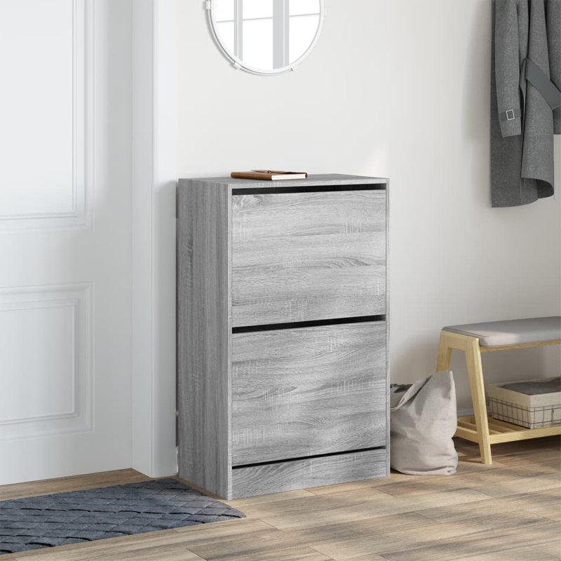 8 Pair Shoe Storage Cabinet, Grey Sonoma