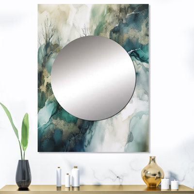 Green Blue Marbled Dreamscape I - Modern Geometric Mirror Wall Decor MTMIR61797