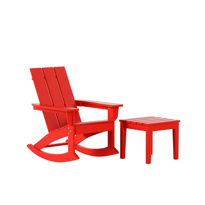 Chaise berçante et table d'extérieur en plastique PEHD Joubert, Rouge