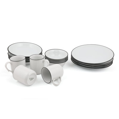 Nikiesha 16 Piece Porcelain China Dinnerware Set - Service for 16