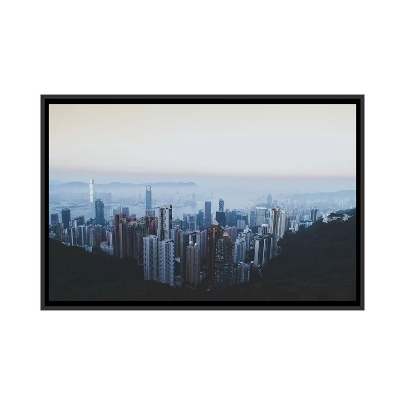 « hong kong » par luke anthony gram, reproduction d’impression sur toile tendue, Toile avec cadre noir, Pas de tapis