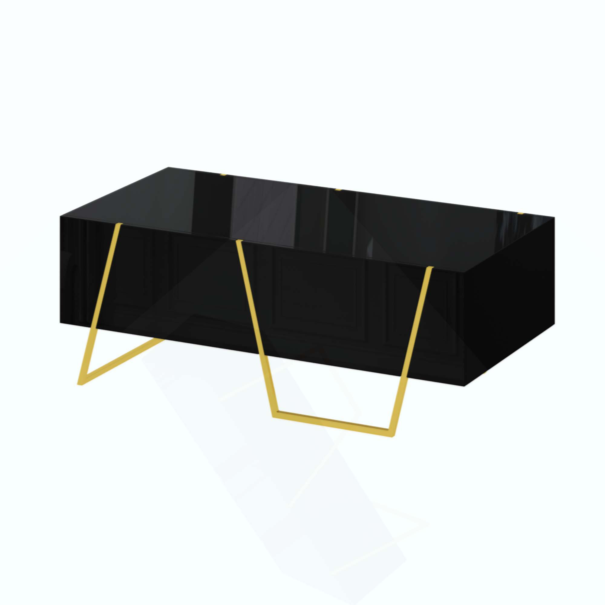 Mercer41 Modern Rectangular High Gloss Coffee Table For Living Room ...