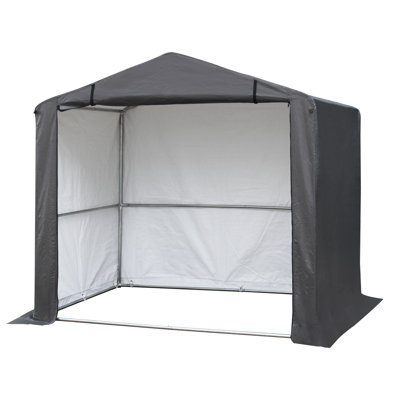 Outdoor Storage Shelter Shed - Portable Storage Tool Shed with Roll-up Ventilated Door and Sloping Roof