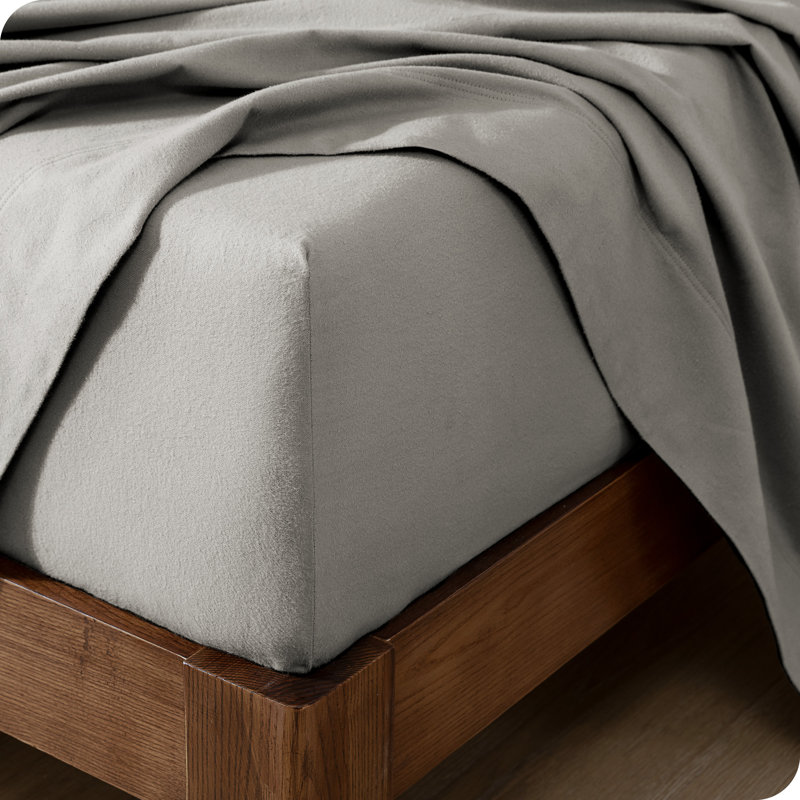 Light Grey King Cotton Flannel Deep Pocket Sheet Set