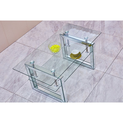 Modern Glass Desk With Keyboard Tray - Efficient For Office Work Mirror Coffee Table Legs And Space Bedroom Store