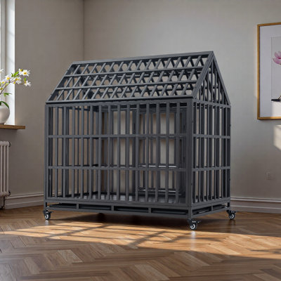 Cage pour chien robuste avec toit et fenêtre sur le toit