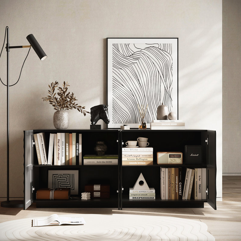 Buffet avec rangement 4 portes, Black