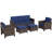 5-Piece Spacious Seating Group Patio Multi-brown Wicker Rattan Sofa Set with Cushions-106536883
