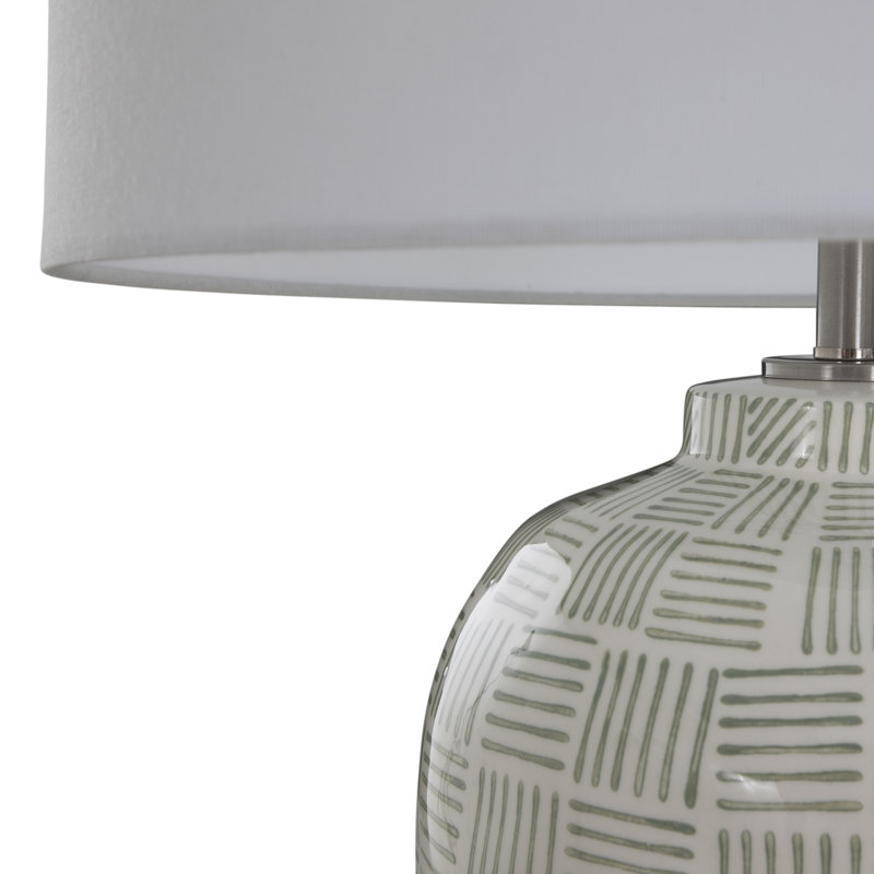 Liora Table Lamp, Green Patterned Glaze
