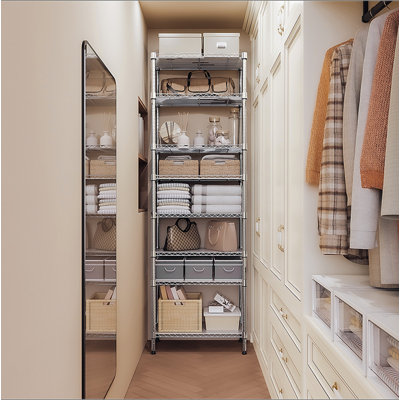 8 Tier 2000 lbs Storage Rack Metal Wire Shelving Unit, Storage Standing Shelf Organizer for Laundry Bathroom Kitchen Pantry Closet Garage Utility Room, Chrome 13.8" D x 23.6" W x 79.5" H