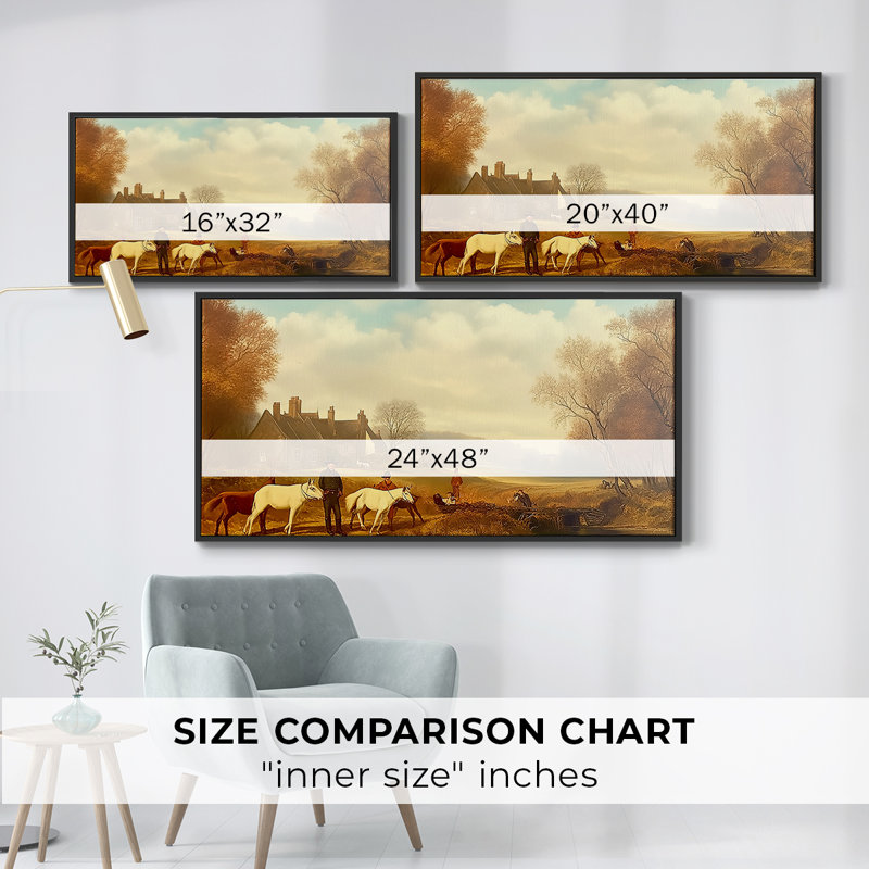 Vintage Animal Series-XVII- Framed Gallery Wrapped Canvas -Ready to Hang, Black, 21" H x 41" W