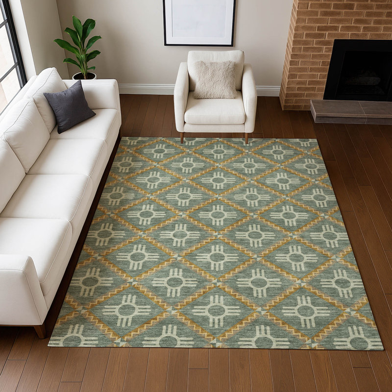 Machine Washable Indoor/Outdoor Chantille ACN2686 Geometric Rug, Basil, 2'6" x 3'10"